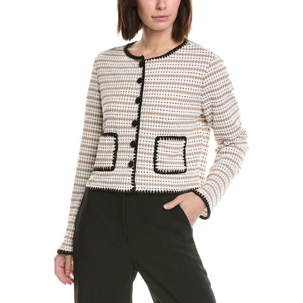 Cece Womens  Crochet Detailed Knit Cardigan, Brown